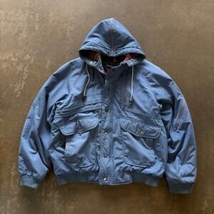 Vintage High Sierra Jacket Hooded Blue Outdoor Jacket Plaid Utility Coat Large